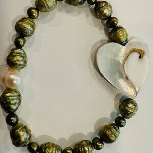 Sale - Fresh Water Pearls, Mother Of Pearl Elastic Bracelet